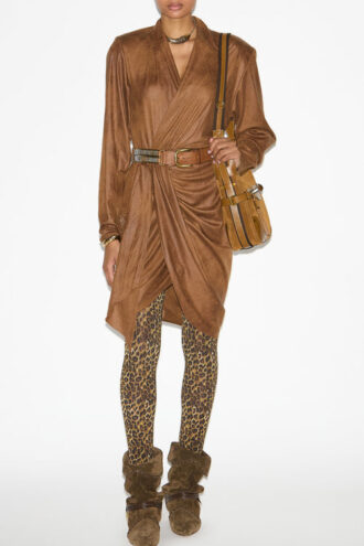 Robe portefeuille en simili daim Aleora