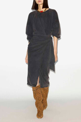 Robe sweat-shirt longue drapée Sandrina en jersey Robe sweat-shirt longue drapée Sandrina en jersey