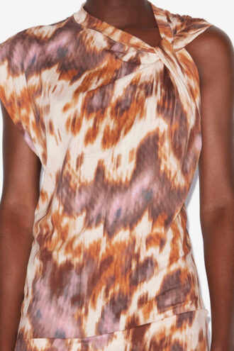 Robe t-shirt asymétrique en jersey imprimé aquarelle Leany