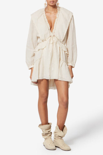 Robe à volants en coton et gaze de lin Damya