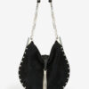 Sac à bandoulière Oskan en cuir de veau suédé à pompons Sac à bandoulière Oskan en cuir de veau suédé à pompons