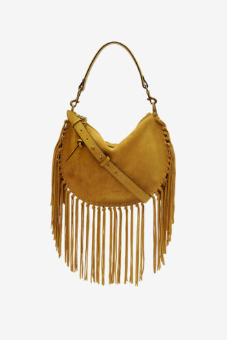 Sac à main Oskan Hobo Zip en cuir de veau suédé à franges
