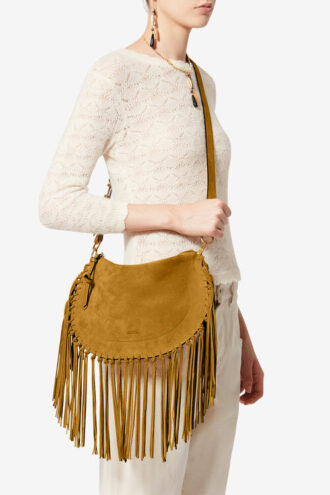 Sac à main Oskan Hobo Zip en cuir de veau suédé à franges
