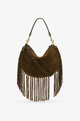 Sac à main Oskan Hobo Zip en cuir de veau suédé à franges