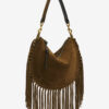 Sac à main Oskan Hobo Zip en cuir de veau suédé à franges
