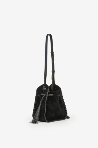 Sac seau Silao en cuir de veau suédé tressé