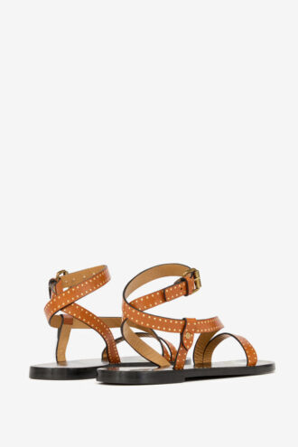 Sandales plates cloutées en cuir Jopee