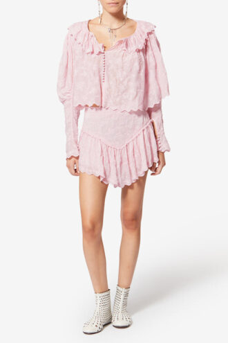 Short brodé en soie et coton Zoelia
