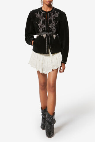 Short brodé en soie et coton Zoelia