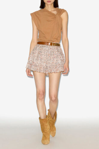 Short en coton imprimé à volants Jocadia