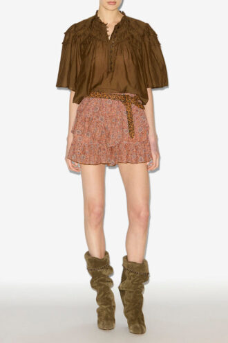 Short en coton imprimé à volants Jocadia
