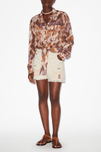 Short en denim brodé Lesia