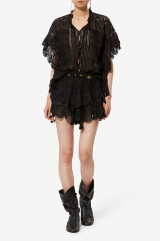 Short Jocadia en coton et dentelle florale