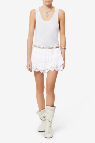 Short Puria en coton à volants et jupe-short en dentelle florale Short Puria en coton à volants et jupe-short en dentelle florale
