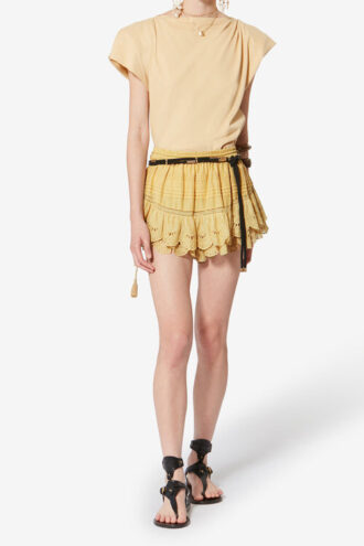 Short Puria en coton à volants et jupe-short en dentelle florale Short Puria en coton à volants et jupe-short en dentelle florale