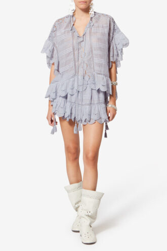 Short Puria en coton à volants et jupe-short en dentelle florale Short Puria en coton à volants et jupe-short en dentelle florale