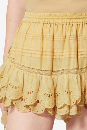 Short Puria en coton à volants et jupe-short en dentelle florale Short Puria en coton à volants et jupe-short en dentelle florale
