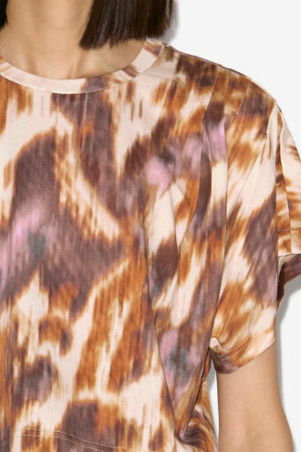 T-shirt court en coton imprimé aquarelle Zilia