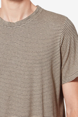 T-shirt rayé à manches courtes en coton et lin