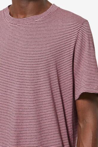 T-shirt rayé à manches courtes en coton et lin