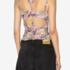 Top en soie imprimée froncé à bretelles Revon