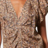 Top Lonea en jacquard de soie à fleurs drapé Top Lonea en jacquard de soie à fleurs drapé