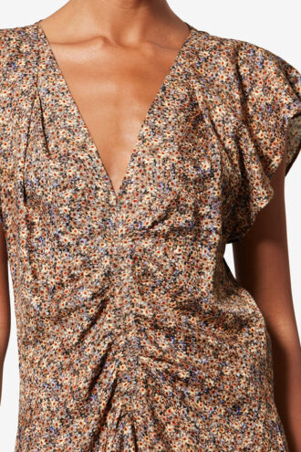 Top Lonea en jacquard de soie à fleurs drapé Top Lonea en jacquard de soie à fleurs drapé