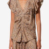 Top Lonea en jacquard de soie à fleurs drapé Top Lonea en jacquard de soie à fleurs drapé
