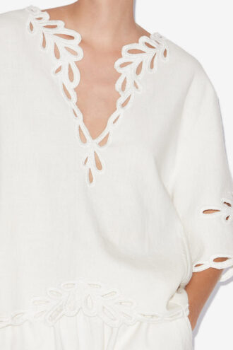 Top Shana en coton ajouré brodé