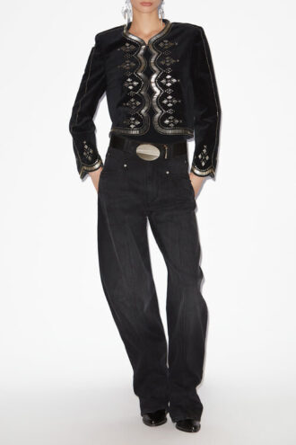 Veste courte en velours brodé Hady
