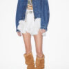 Veste courte style workwear Julie en denim uni Veste courte style workwear Julie en denim uni