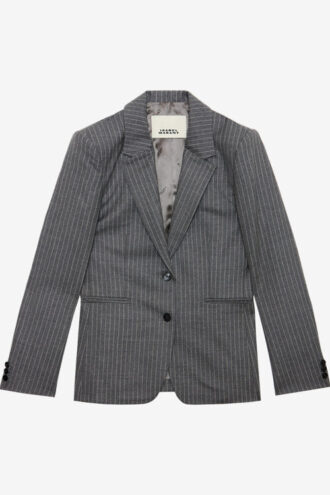 Veste de costume en laine vierge rayée Reva