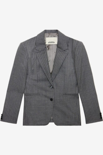Veste de costume en laine vierge rayée Reva
