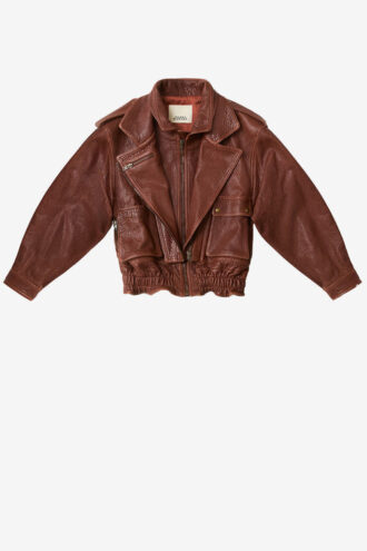 Veste en cuir d&rsquo;agneau Aneli avec poches